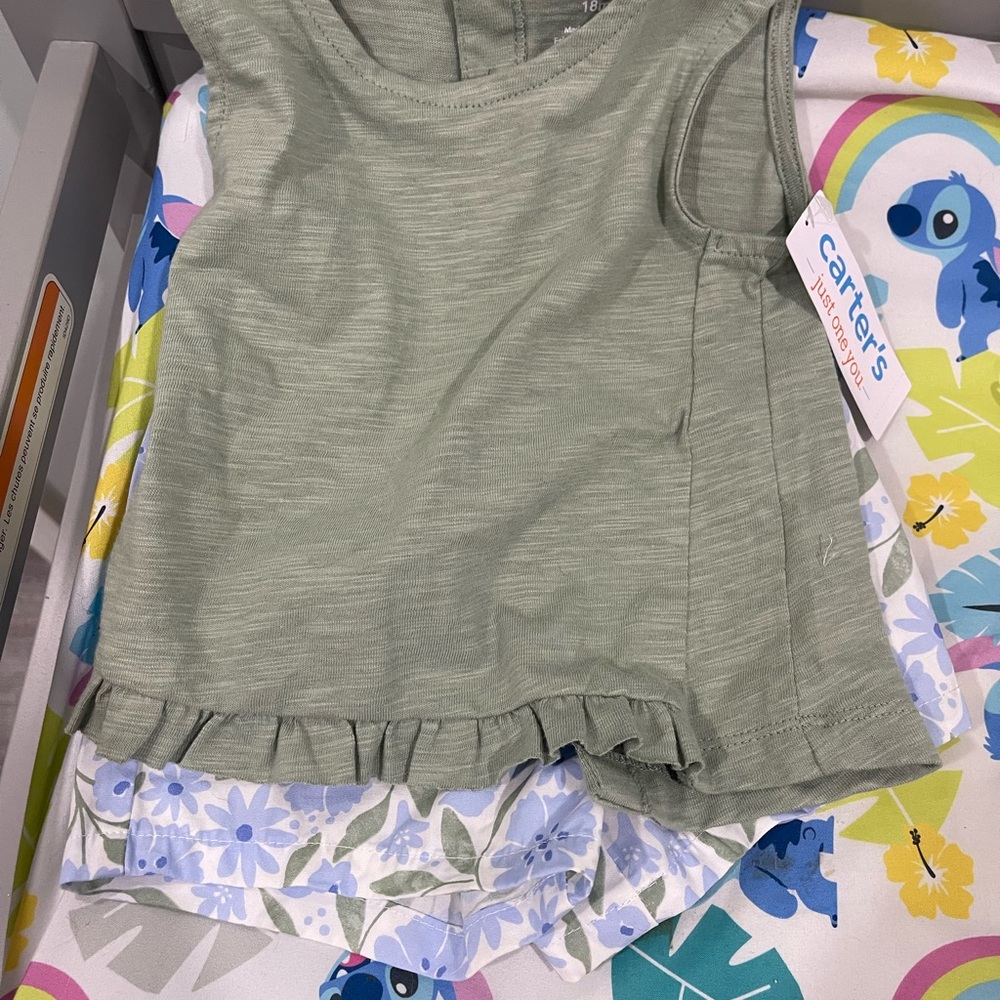Carter's Olive Green Ruffle Tank Top for Kids